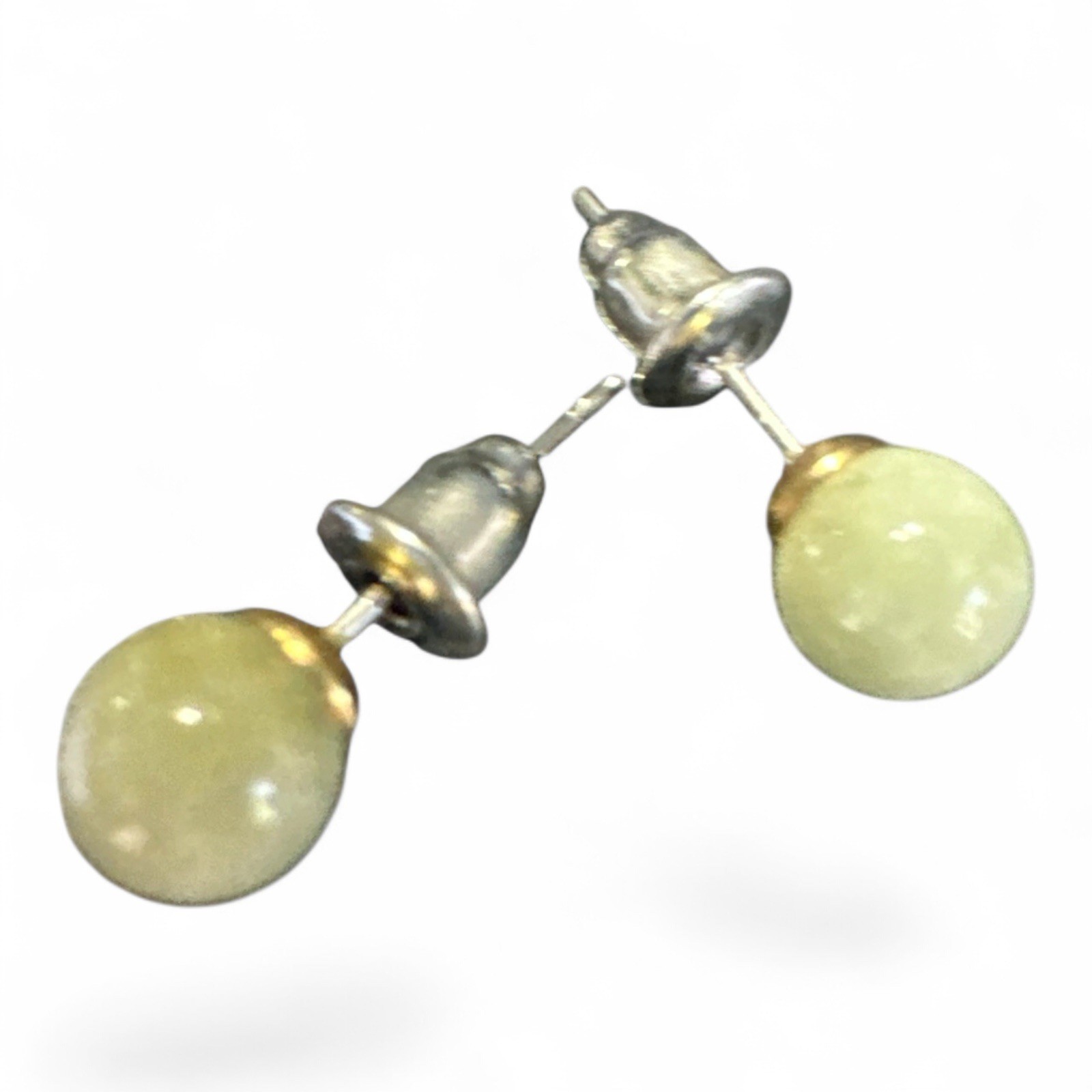 Gold 14k Jadeite Approx 8mm Stud Earrings