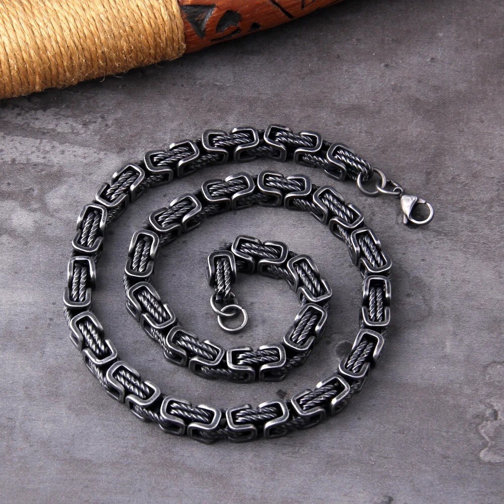 Locomotive Men Punk Rock Bicycle Chain Bracelet Stainless Steel Pendant Necklace