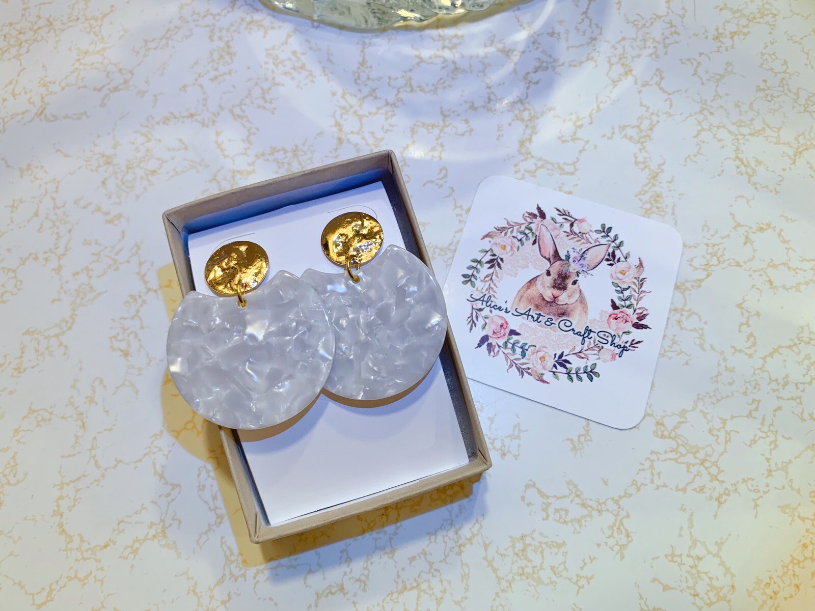 Handmade Multi Choose Shell Resin Earrings With Gold Plated Post