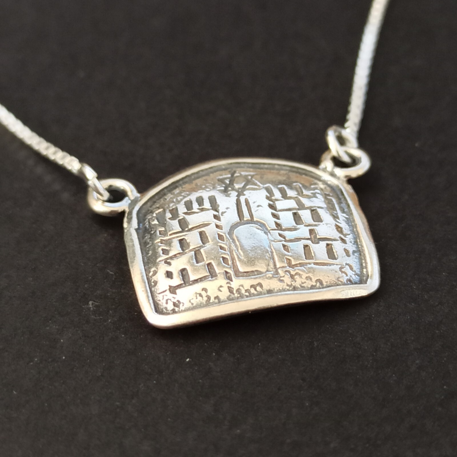 Vintage Star of David Necklace 90s Israel Artisan Silver 925 Judaica Gift Box 19