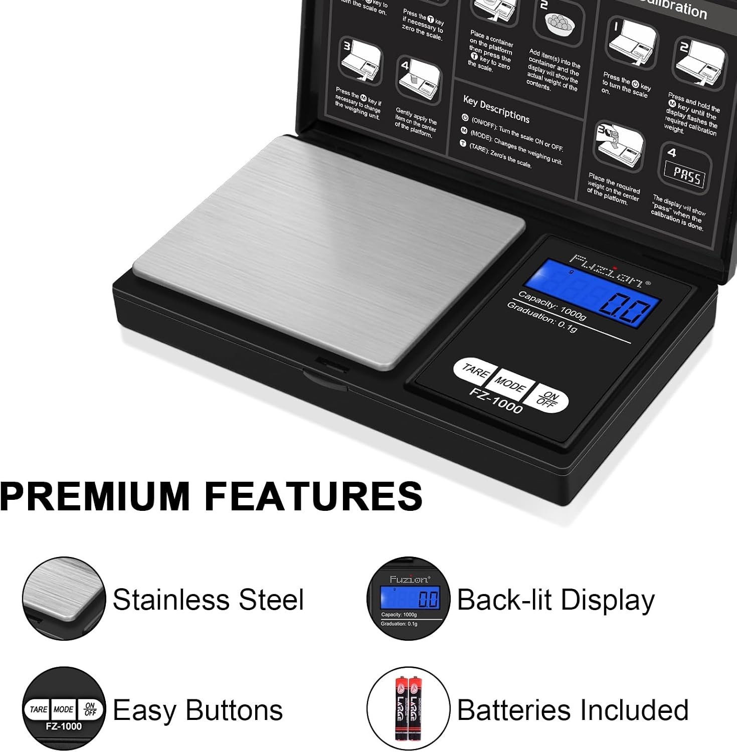 Portable 1000g Digital Scale with Tare Function – Ideal for Home and Travel
