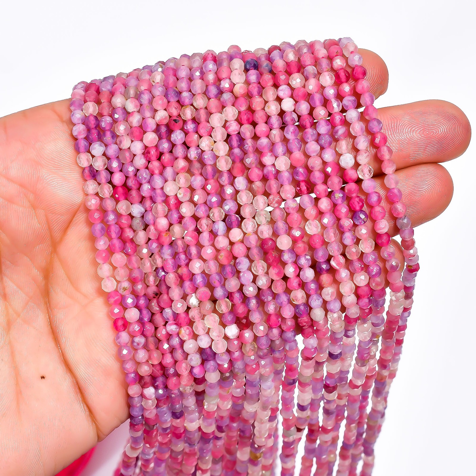 Natural Pink Tourmaline Gemstone Round Faceted Beads 3X3 mm Strand 13″ AB-679