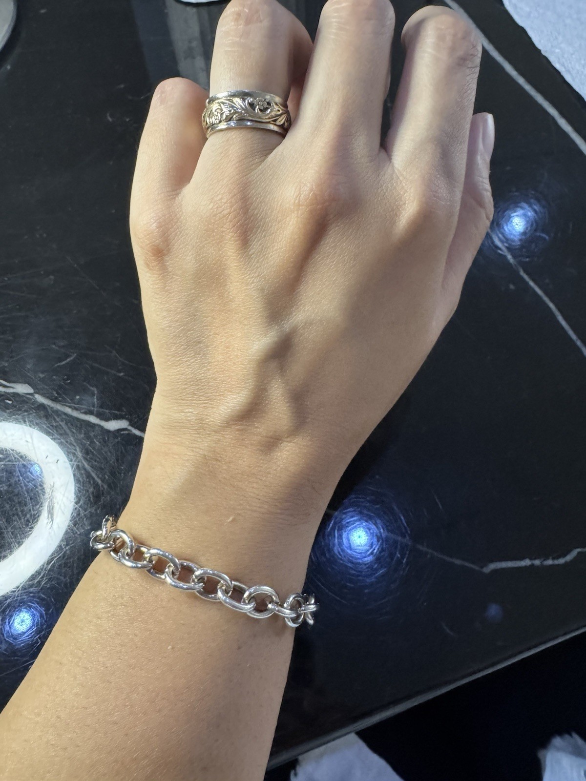 Authentic Gucci Sterling Silver Link Chain Bracelet 7 Inches