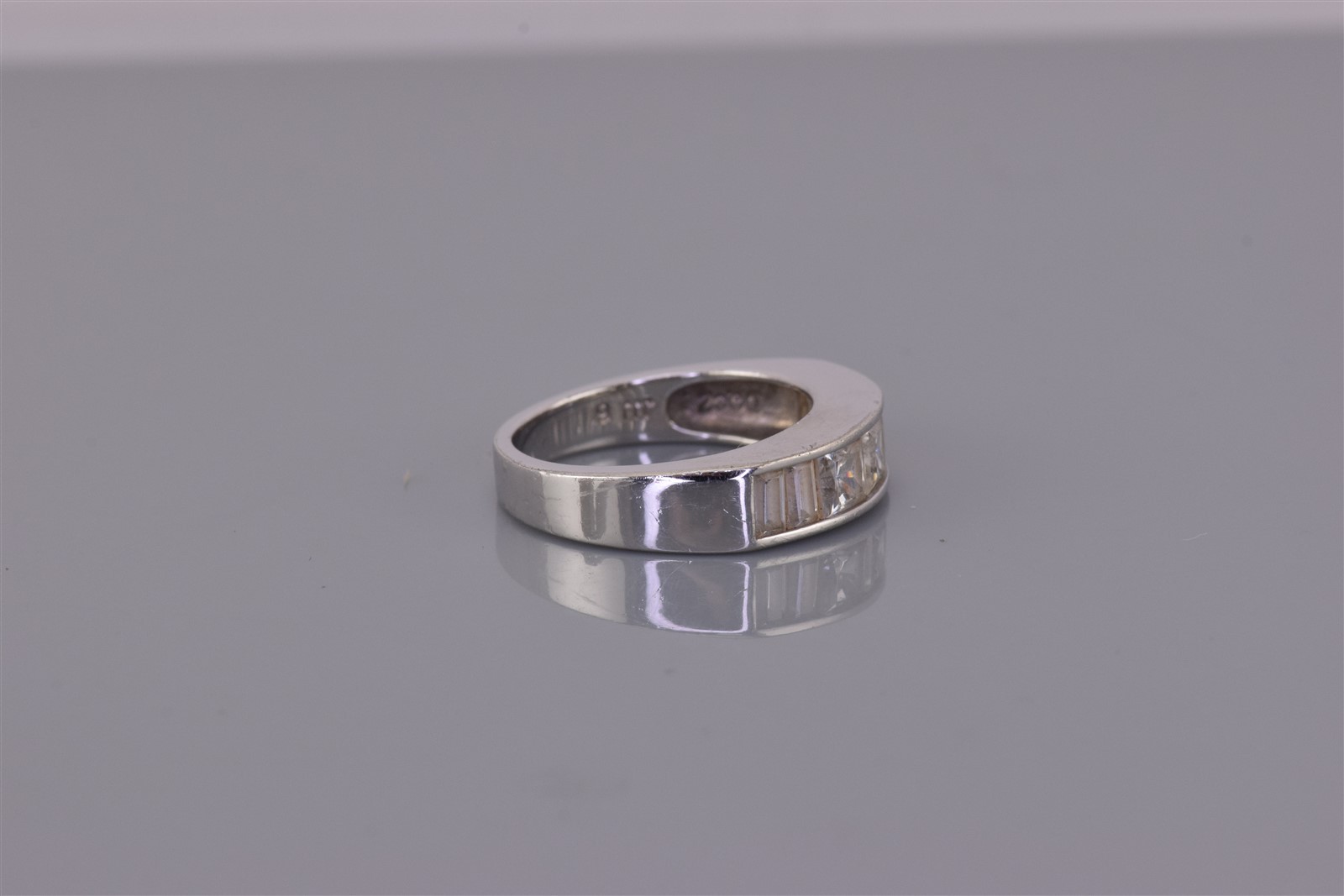 Sterling Silver Channel Set Princess Baguette Cubic Zirconia Band Ring 925 Sz: 6