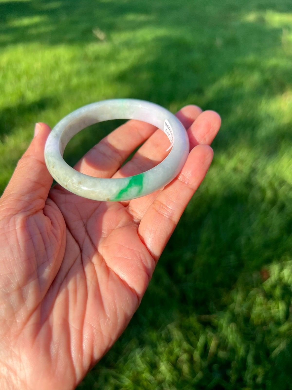 Lavender Green 100% Natural Grade A Jadeite Jade Bangle Bracelet 54mm H173