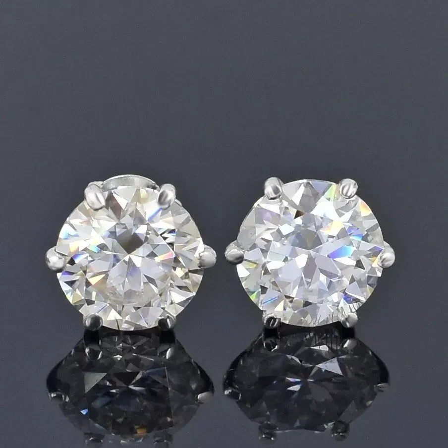 RARE 13.00 Ct Certified Round White Diamond Solitaire Studs In 925 Silver.