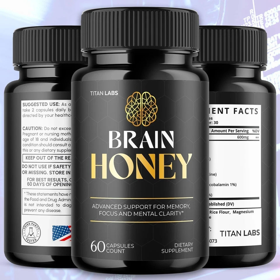 (2 Pack) Brain Honey Nootropic Natural Brain Supplement Brain Honey 120 Capsules