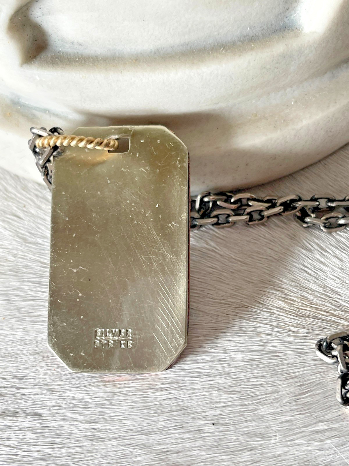 Silver Strike Mens Necklace 24 in Dog Tag Engraved Silver US Flag Chain America