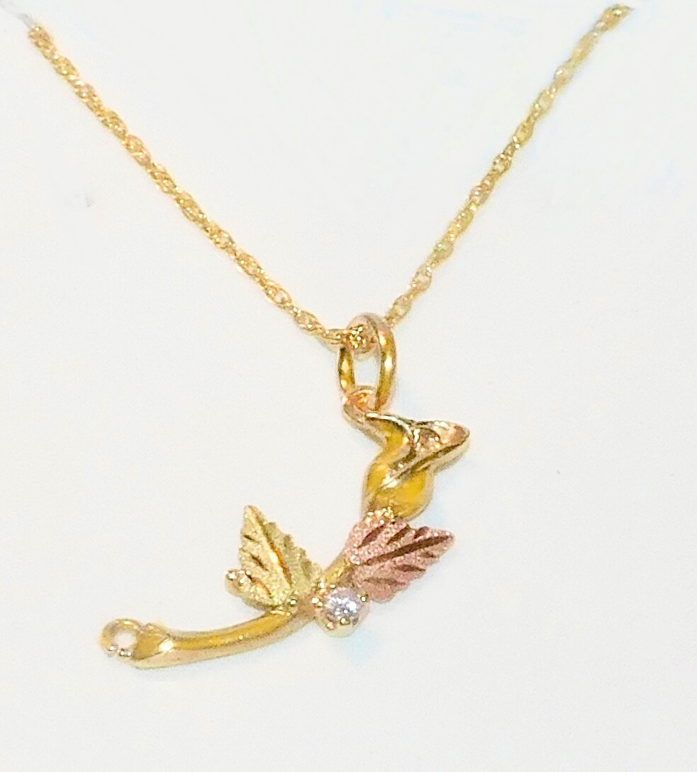 Black Hills Gold 10k Diamond Accent Rose Pendant Necklace