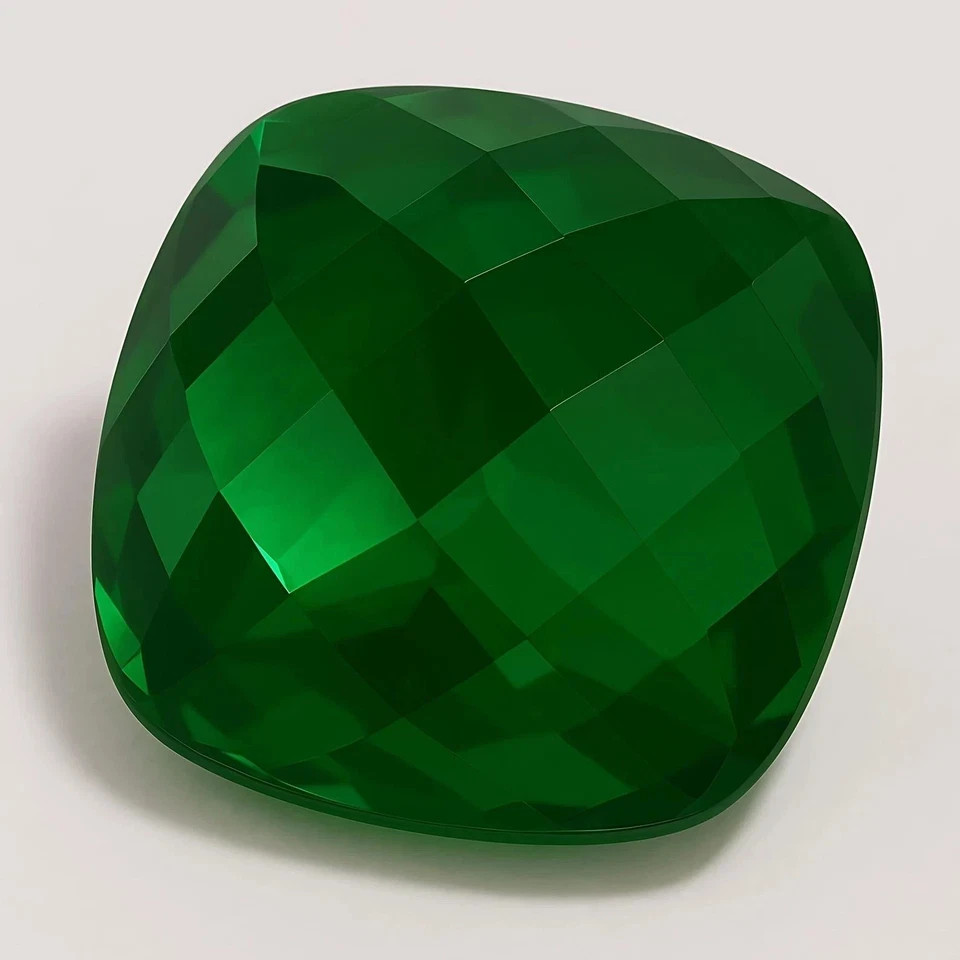 AAA Flawless Natural 10 Ct Green Emerald Cushion Cut Loose Gemstone Certified