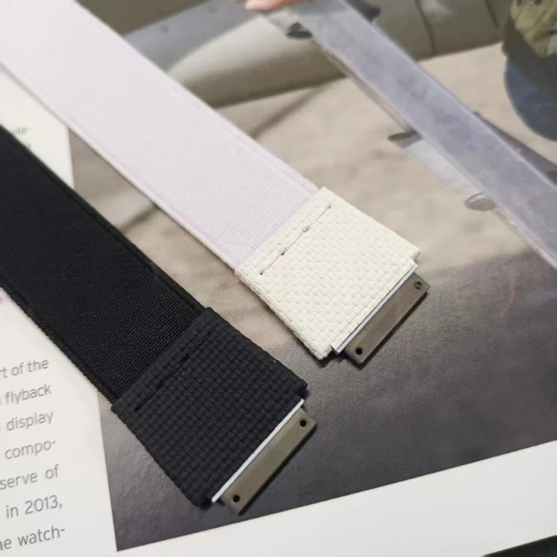 Black White Elastic Watch Strap Band Fits Richard Mille RM67 01 02 S M Size