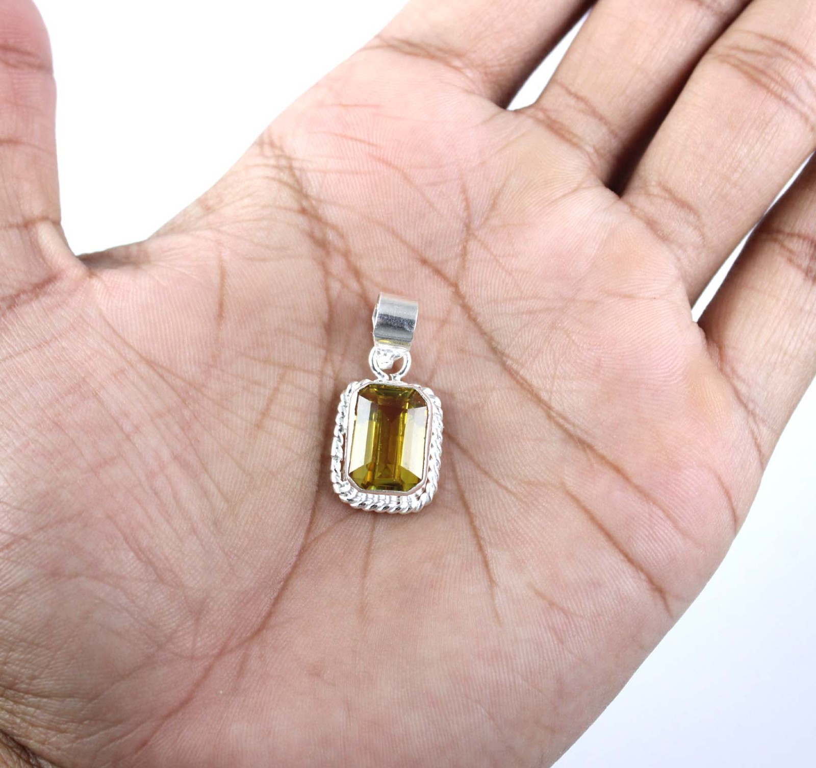 11.70 Ct Natural Yellow Sapphire Emerald Cut Gemstone Men’s Pendant New Stock