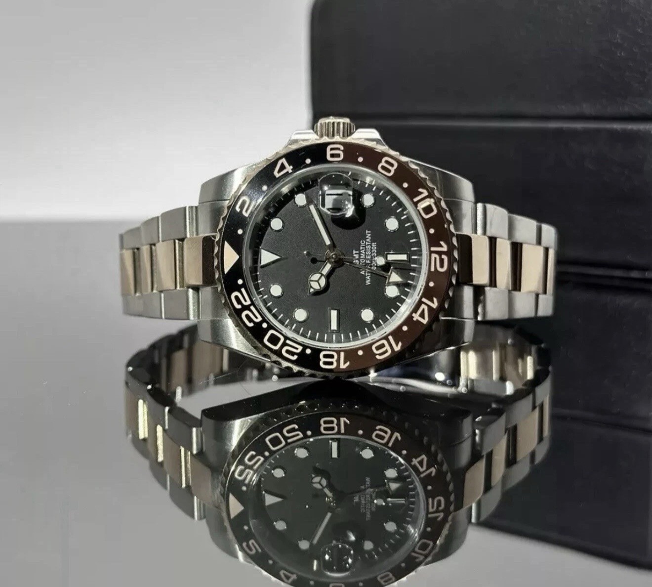 Custom 40mm “Root Beer” GMT Style Mod Watch Two Tone Rose Gold NH34 Automatic
