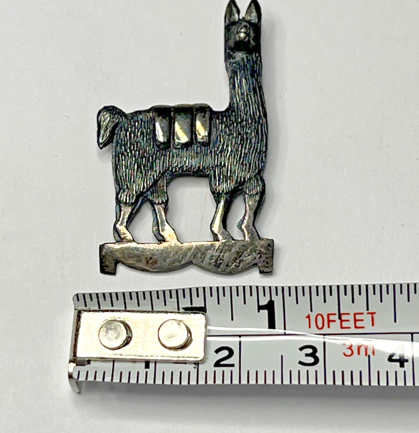 Vintage LLama Brooch Dellapina Signed 925 Peru Sterling Silver Pin , Some Patina