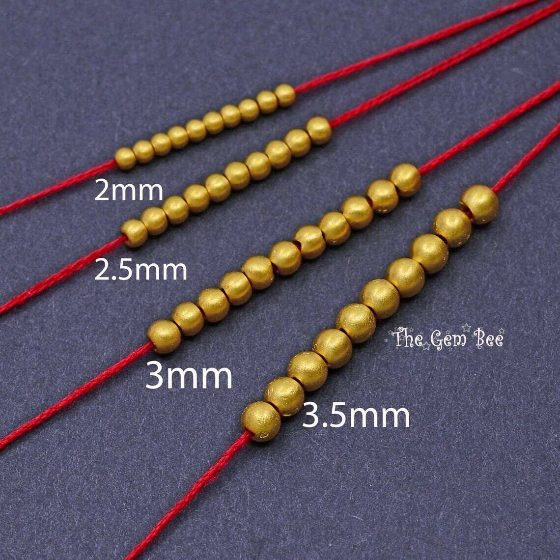 18k Yellow Gold 2/2.5/3/3.5mm Matte Finish Handmade Off Round Spacer Bead (10)