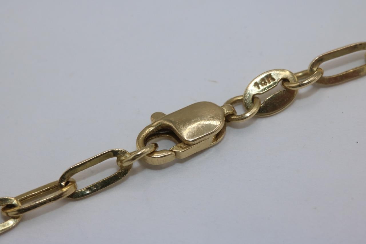 Fine 14K Yellow Gold 3mm Paperclip Link Chain Necklace 18″ Long