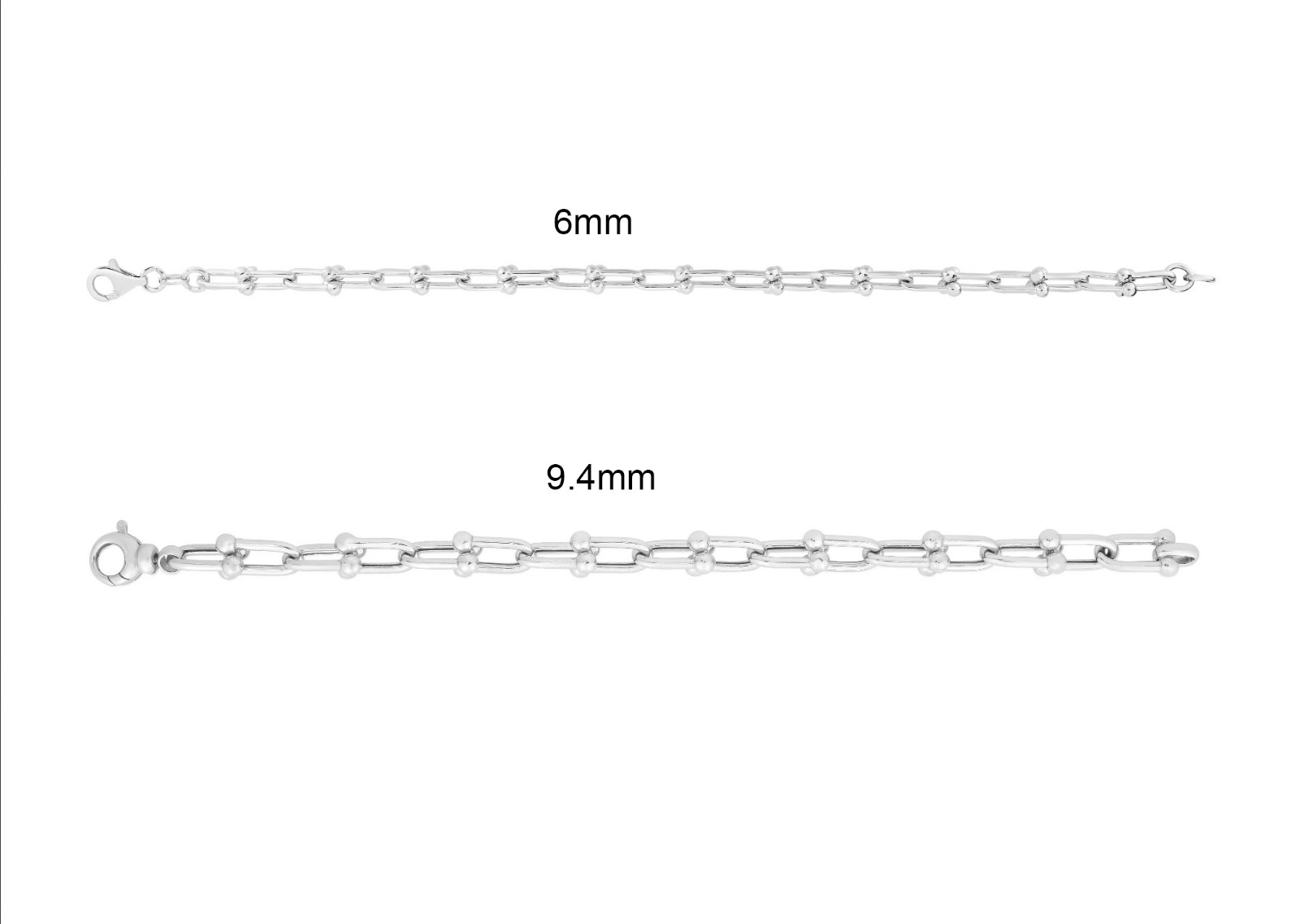 Sterling Silver 925 Solid Jax Chain & Bracelet 6mm & 9.4mm