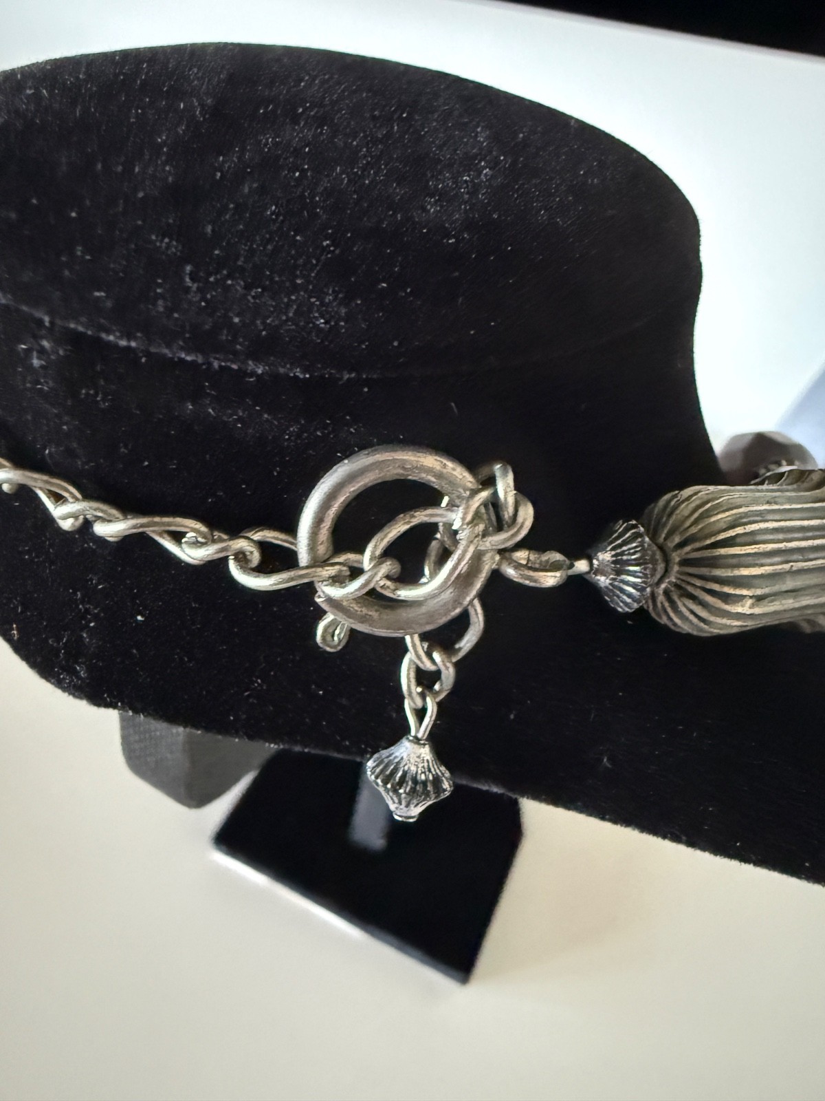 Chunky Statement Beaded Multi Strand Necklace Silver, Black & Gray