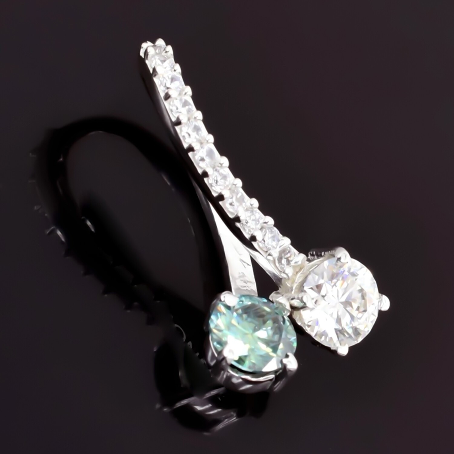 1.90 Ct Blue Moissanite Round Cut Bridal Pendant in 925 Sterling Silver Women