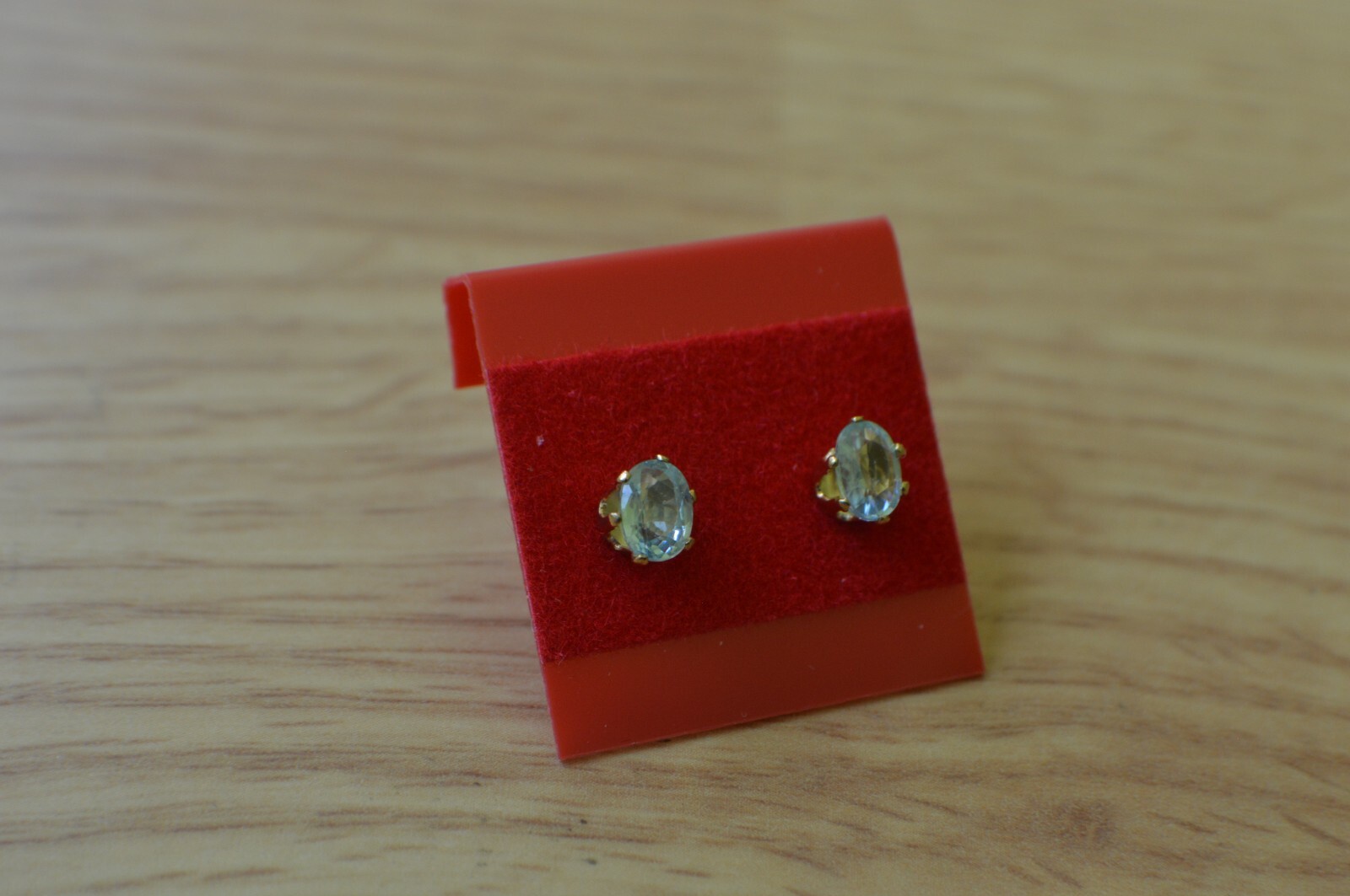 0.82ct Blue Zircon Solitaire Earrings 14K YG over Sterling Silver 6x4mm VVS