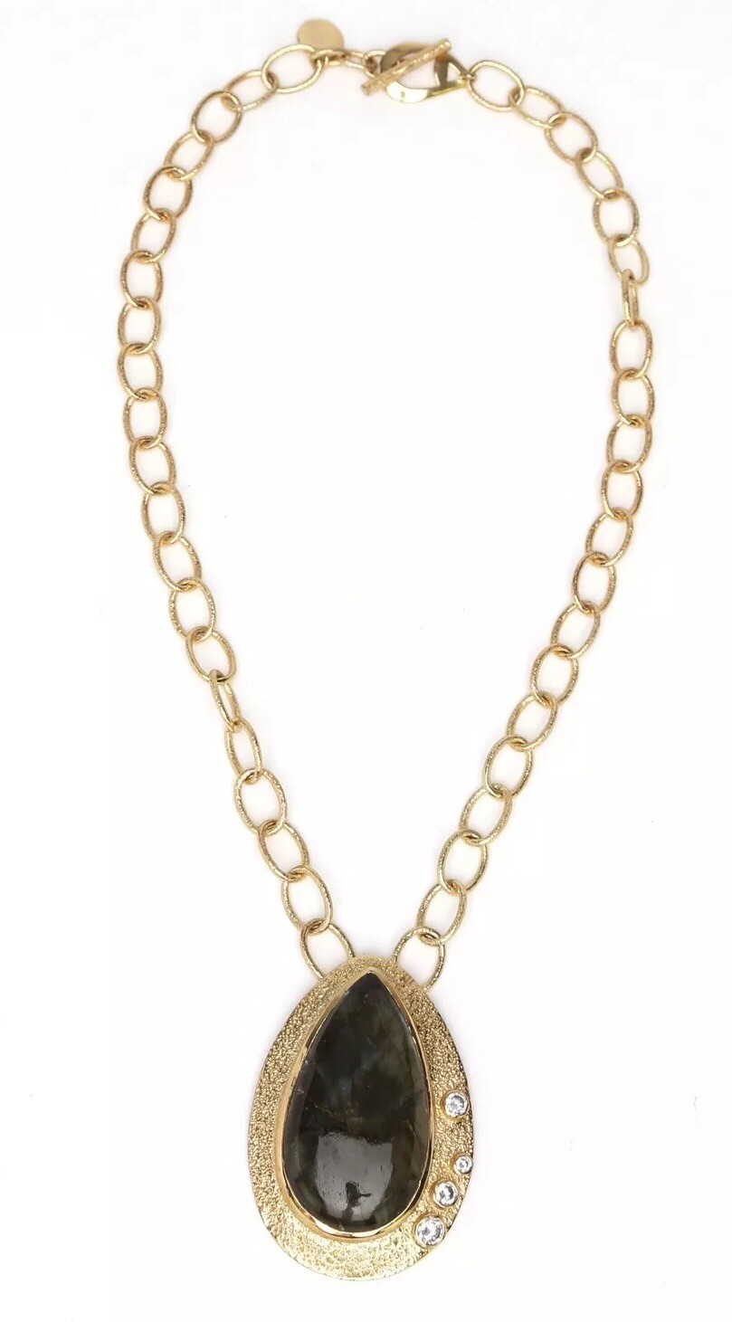 Melinda Maria 14K Gold Plated Stephanie Labradorite Pendant Necklace W1103