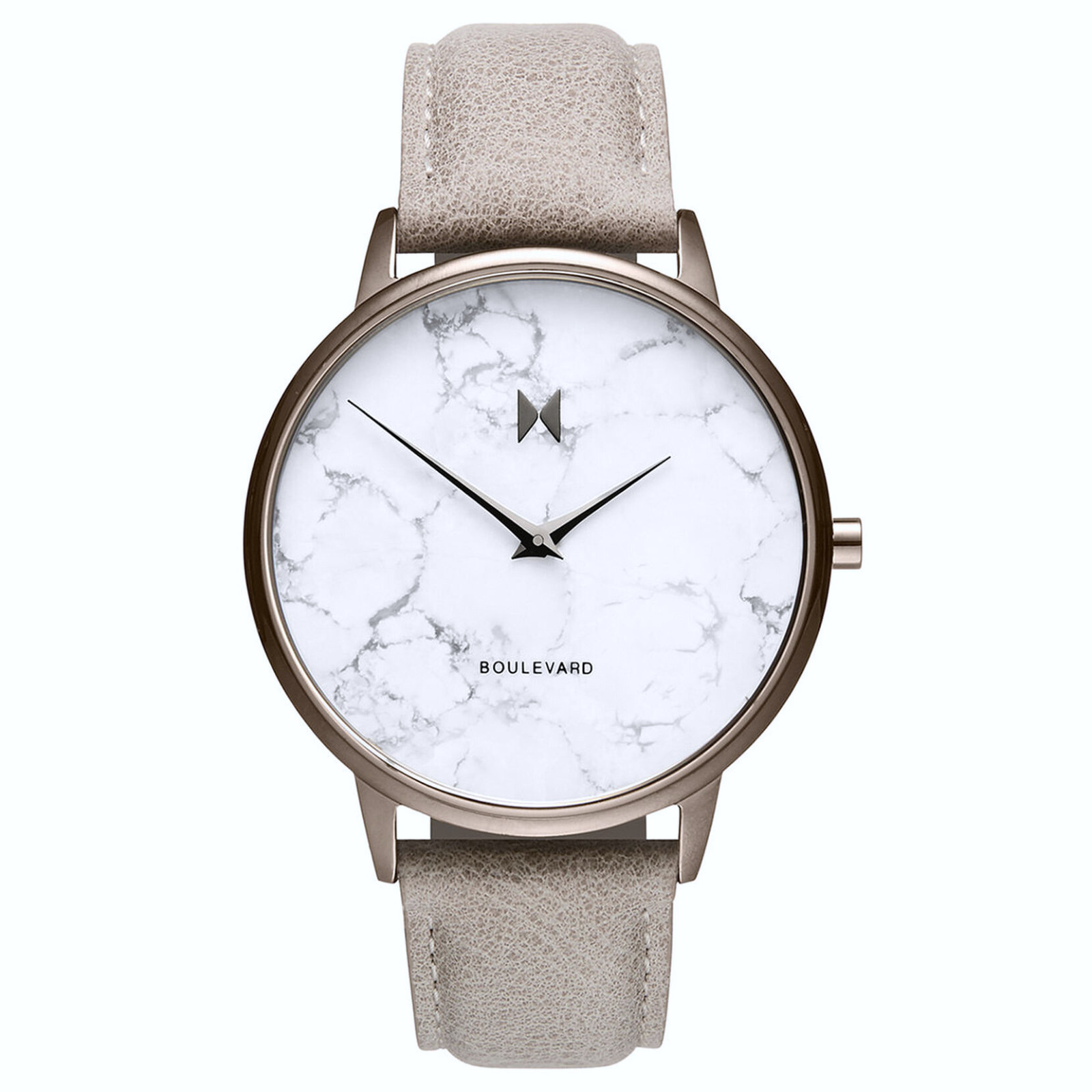 NEW! MVMT Quartz Watch White Marble Dial Taupe Case and Bone Gray Strap MB01-TIM