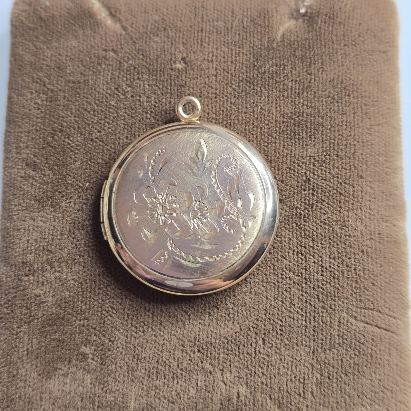 Antique 1/20 12K Gold Filled Etched Floral Locket Pendant Vintage Photo Charm