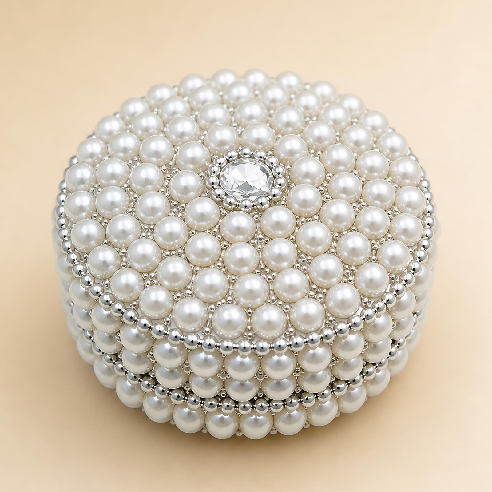 LOVENSPIRE Pearl Jewelry Box for Women Travel Case Small, Silver
