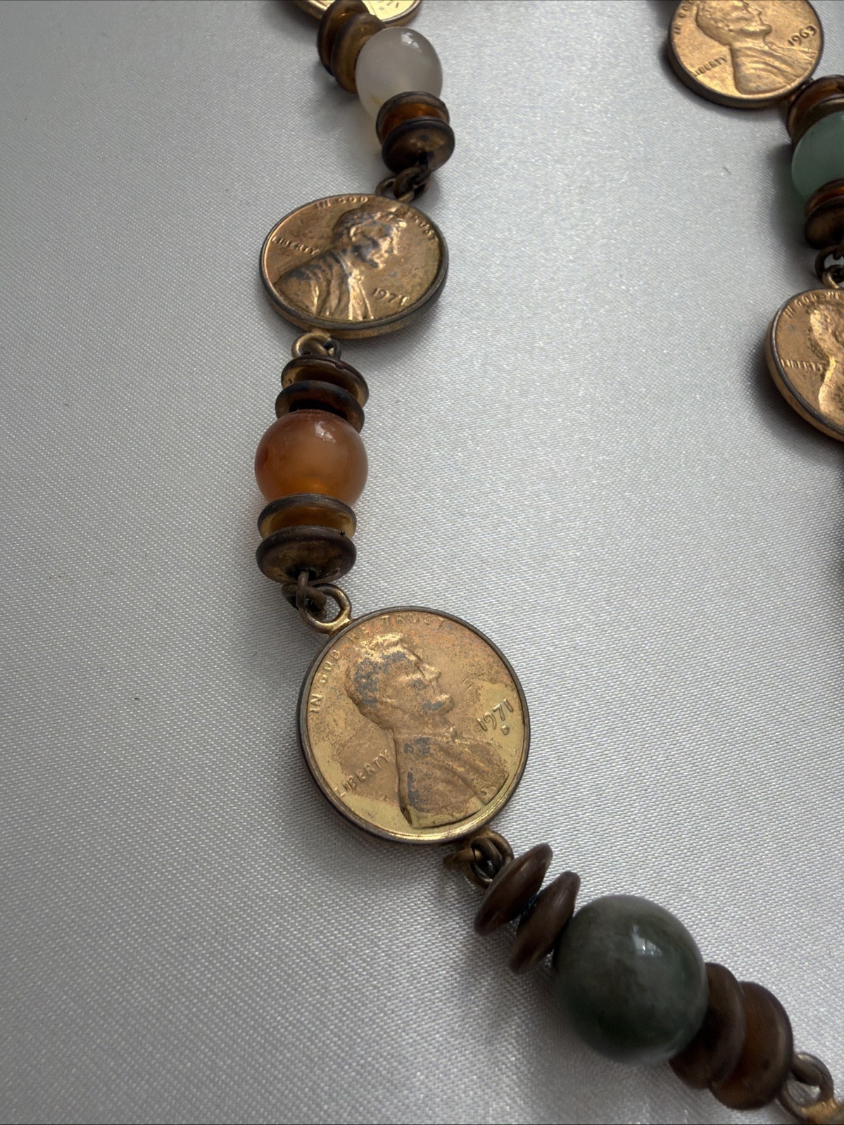 Vintage Miriam Haskell Lincoln Penny Necklace Signed Patent 3427691 Designer