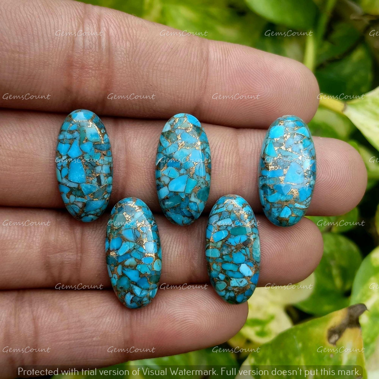 Natural Blue Copper Turquoise Long Oval Cabochon Smooth Gemstone 5x10mm-15x30mm