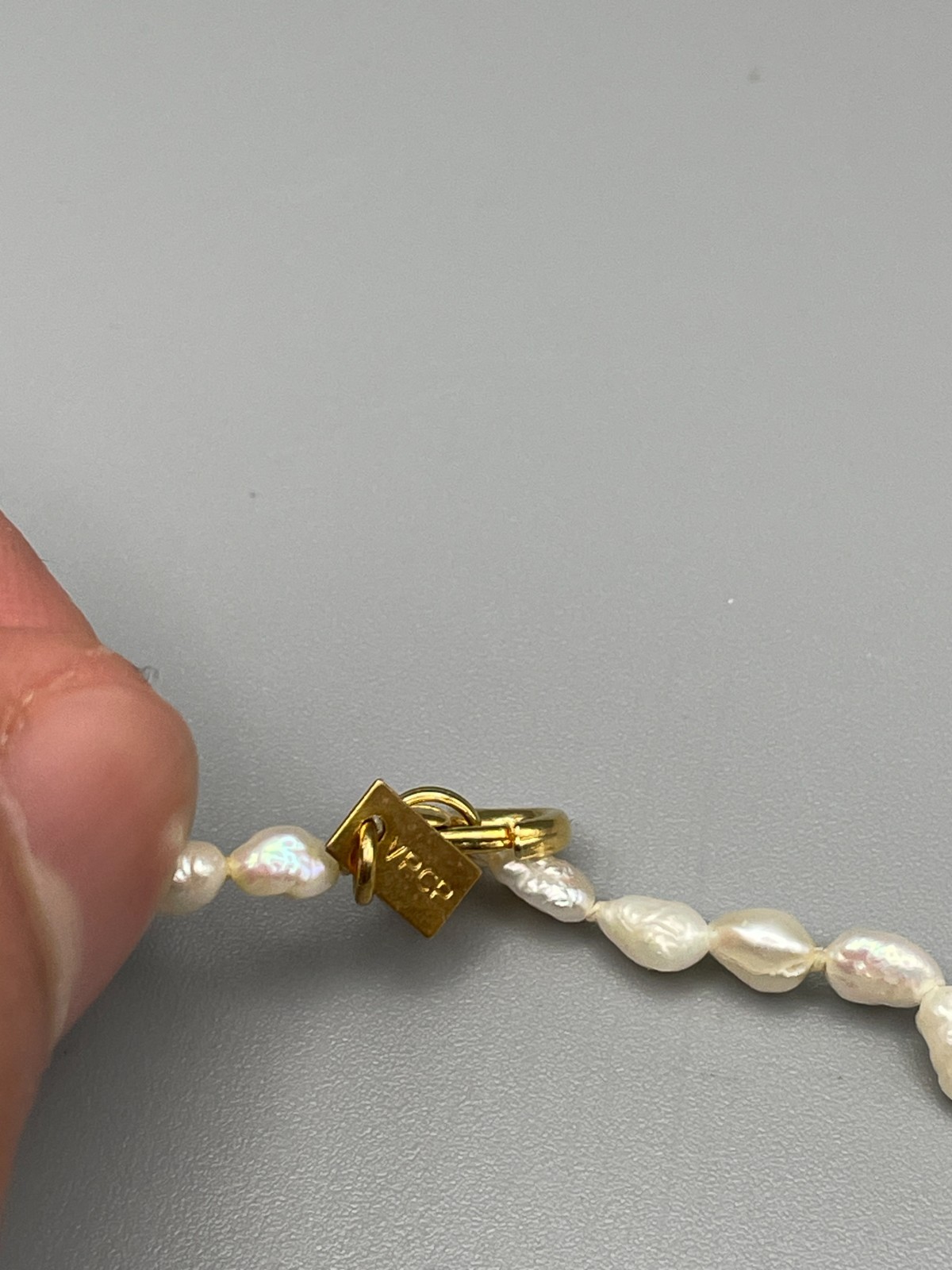 VPCP Paris Designer Pearl Necklace Real Baroque Pearls White Gold Effect Signed