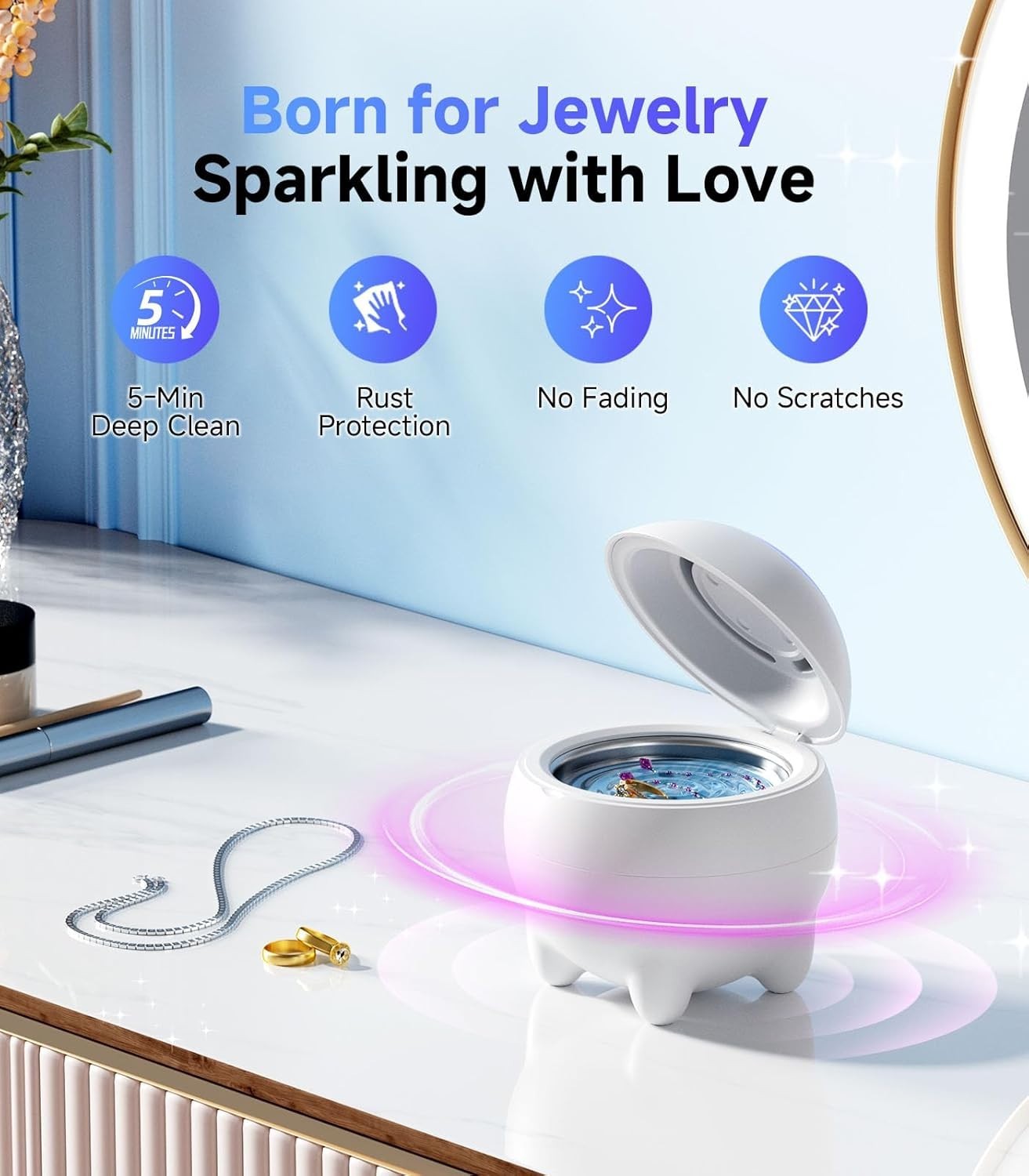 Ultrasonic Jewelry Cleaner Machine, 45KHz Retainer Cleaner Ultrasonic Profession