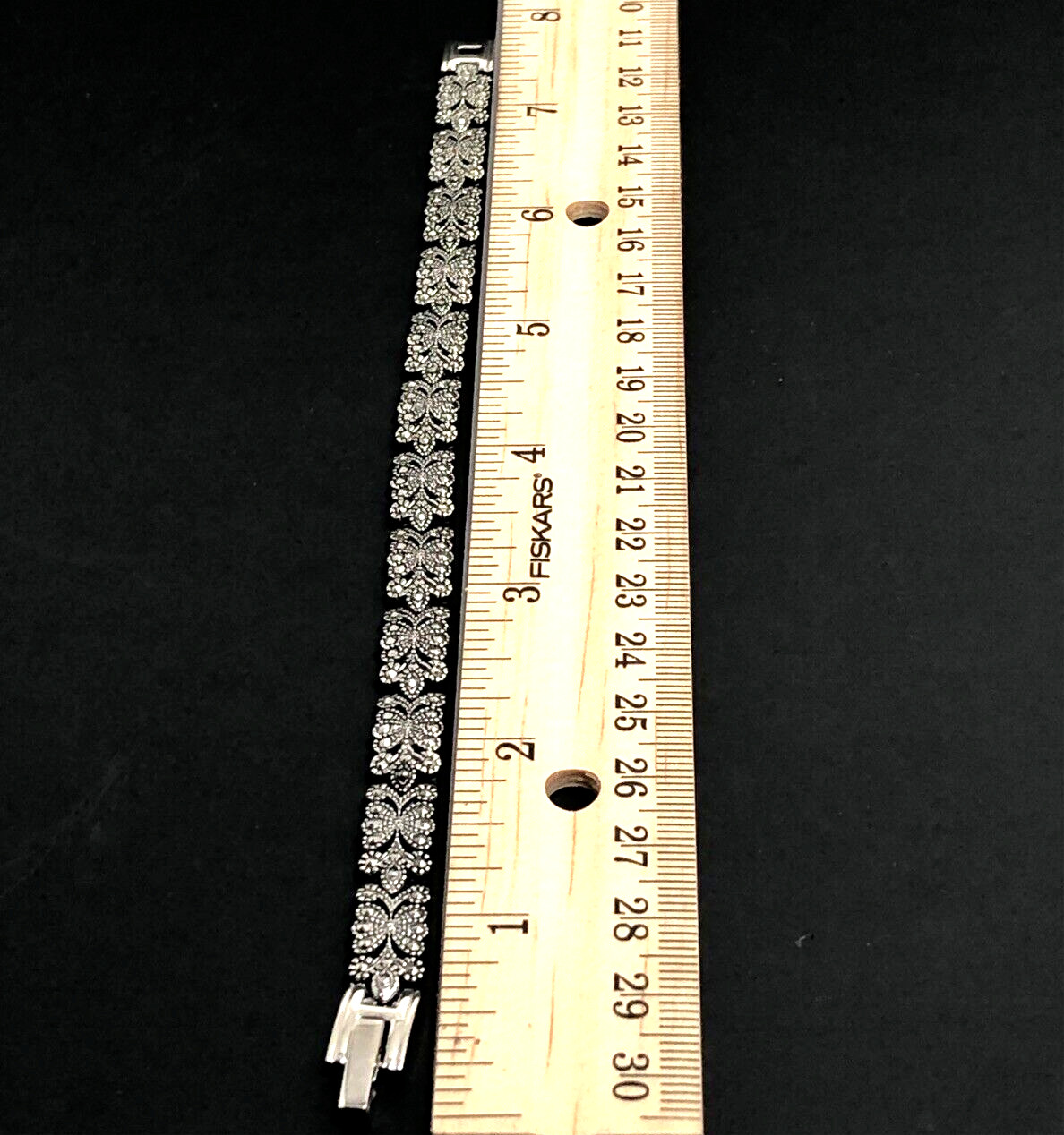 Marcacite Gemstone Bracelet Silver-Tone Vivani Classic Casual Formal 8″