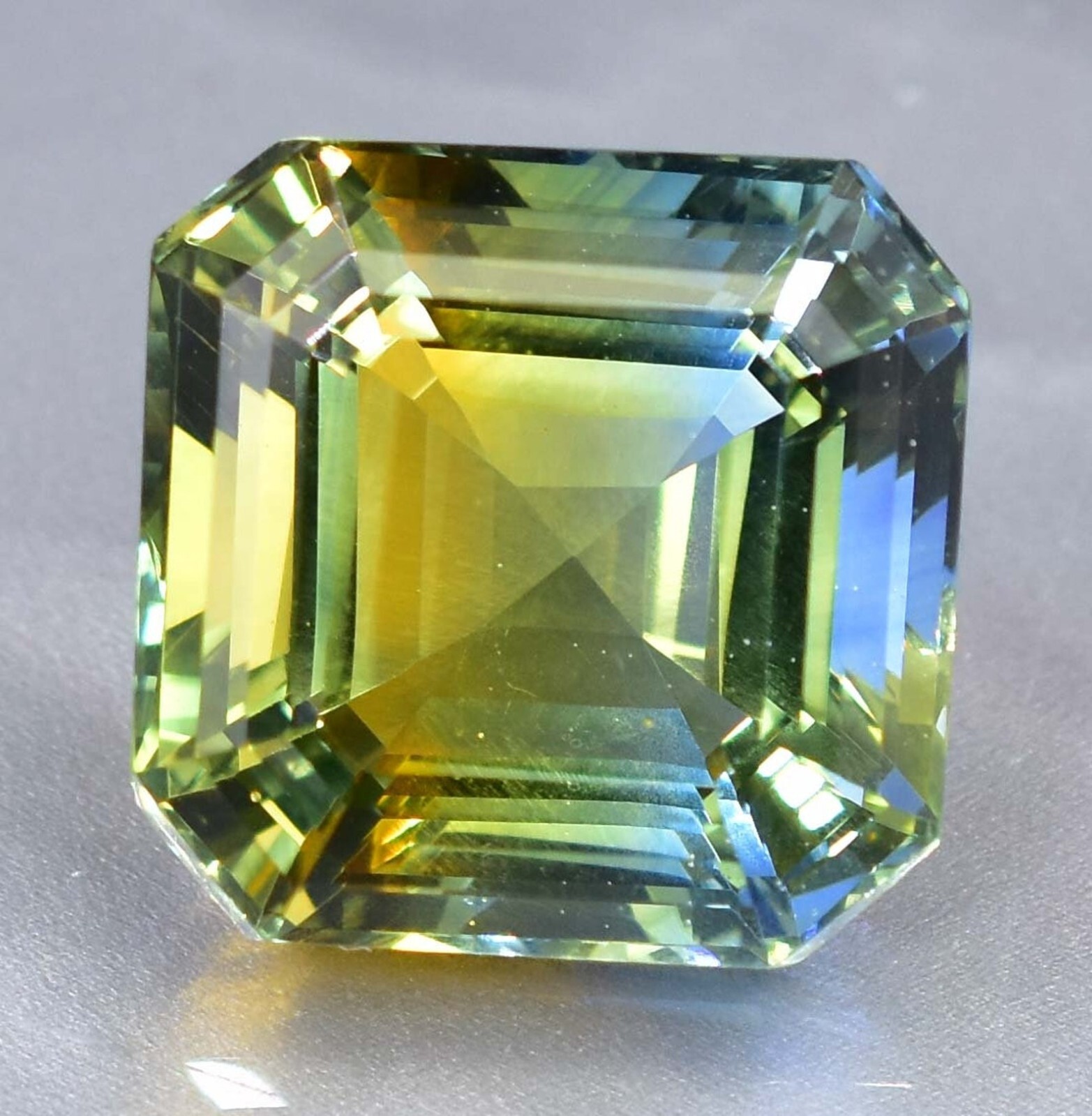 10 Ct Natural Yellow Blue Bi-Color Parti Sapphire CERTIFIED Gemstone Asscher