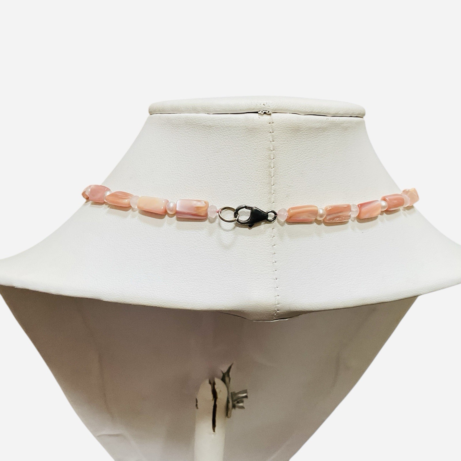 Queen Pink Conch Shell Sterling Silver Heart Necklace Valentine Love Signed LUC