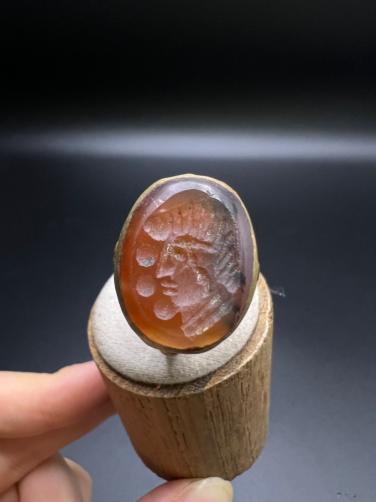 Vintage Carnelian Intaglio Ring Size 8 Roman Warrior Portrait Ring Handmade