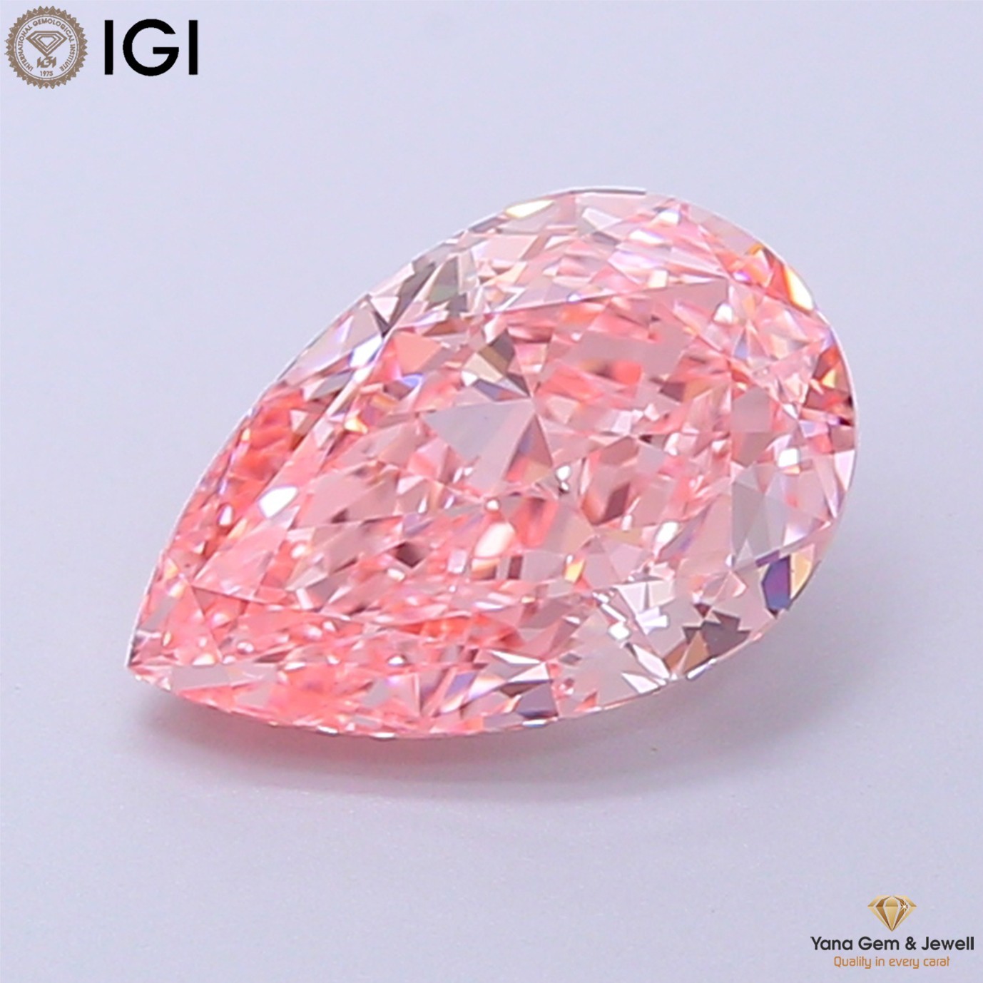 CVD Lab Grown Diamond IGI Certified 2.00 Carat Pear Cut VVS2 Clarity Vivid Pink