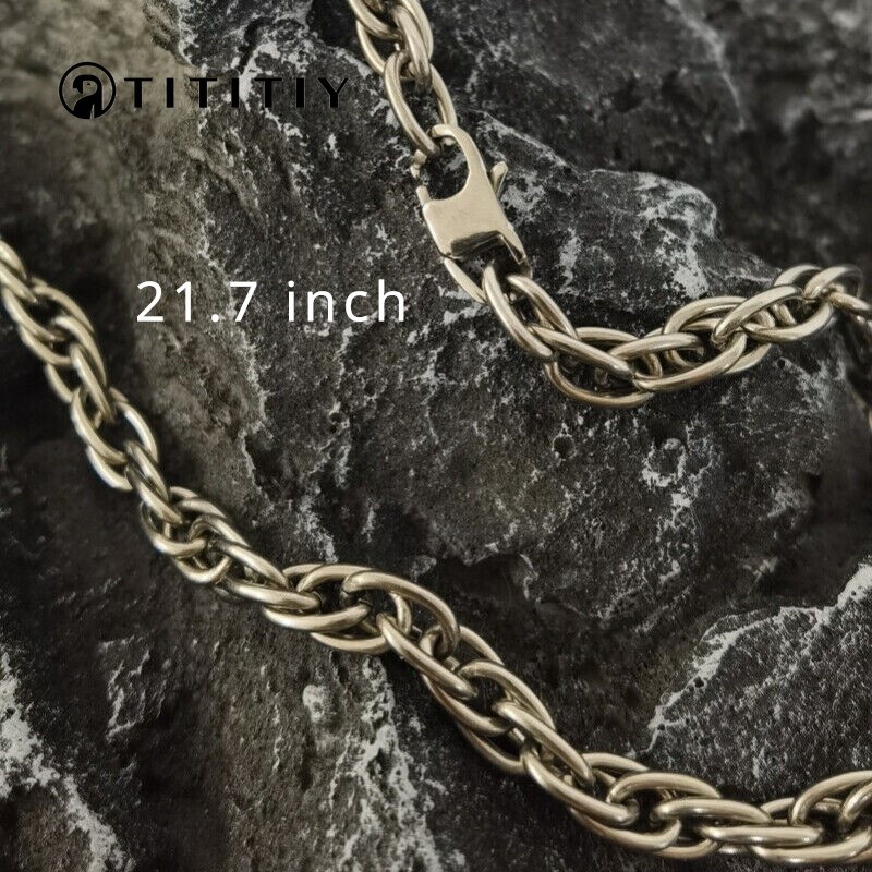 New Pure Titanium Necklace Twisted Necklace 7mm Lightweight Anti Allergy 21.7″