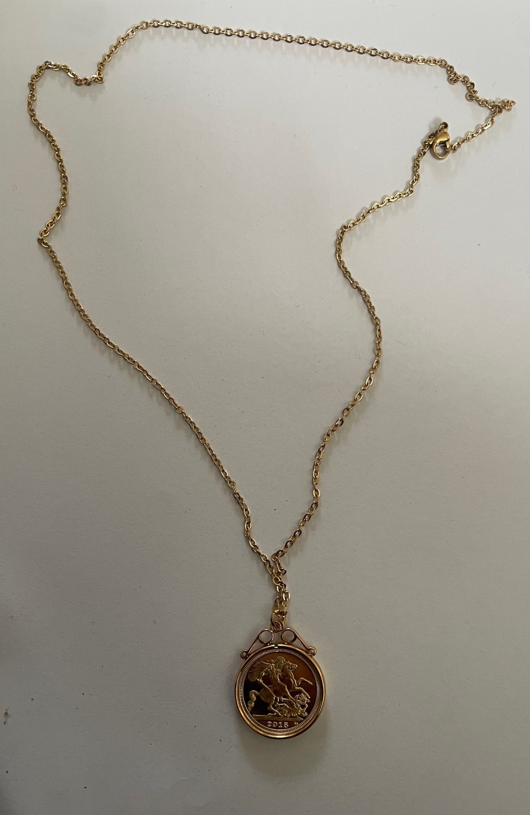 24ct plated colour good quality replica Sovereign 60cm Necklace