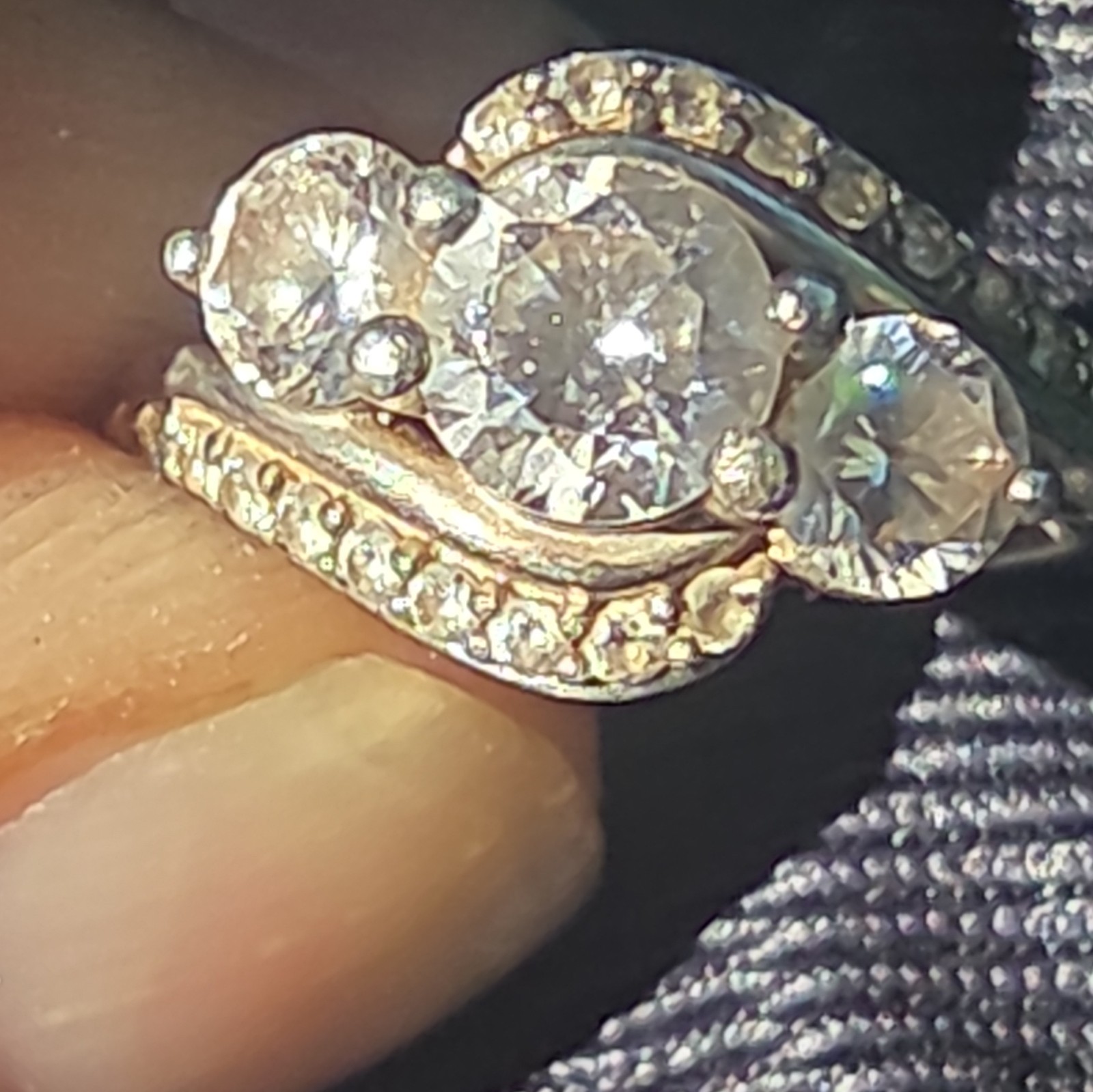 925 Sterling Silver Round White/Colorless Cz 3-Stone Prong Ring Size 6