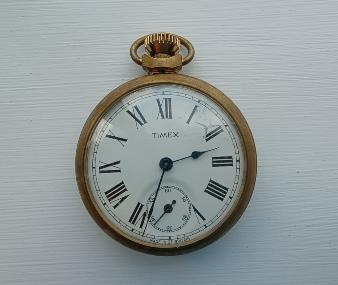 Mid 20th Century – TIMEX POCKET WATCH with BRASS CASE – WORKING ORDER