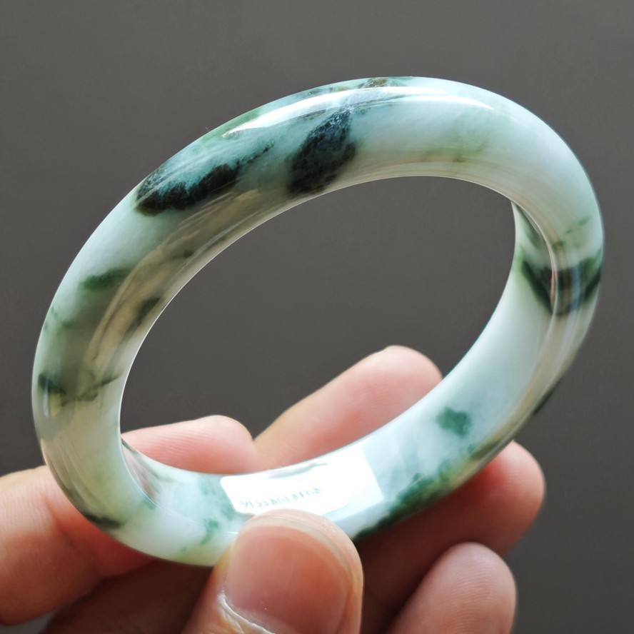 57mm Certification Grade A Green Burma Natural Jadeite Jade Bracelet Bangle8603