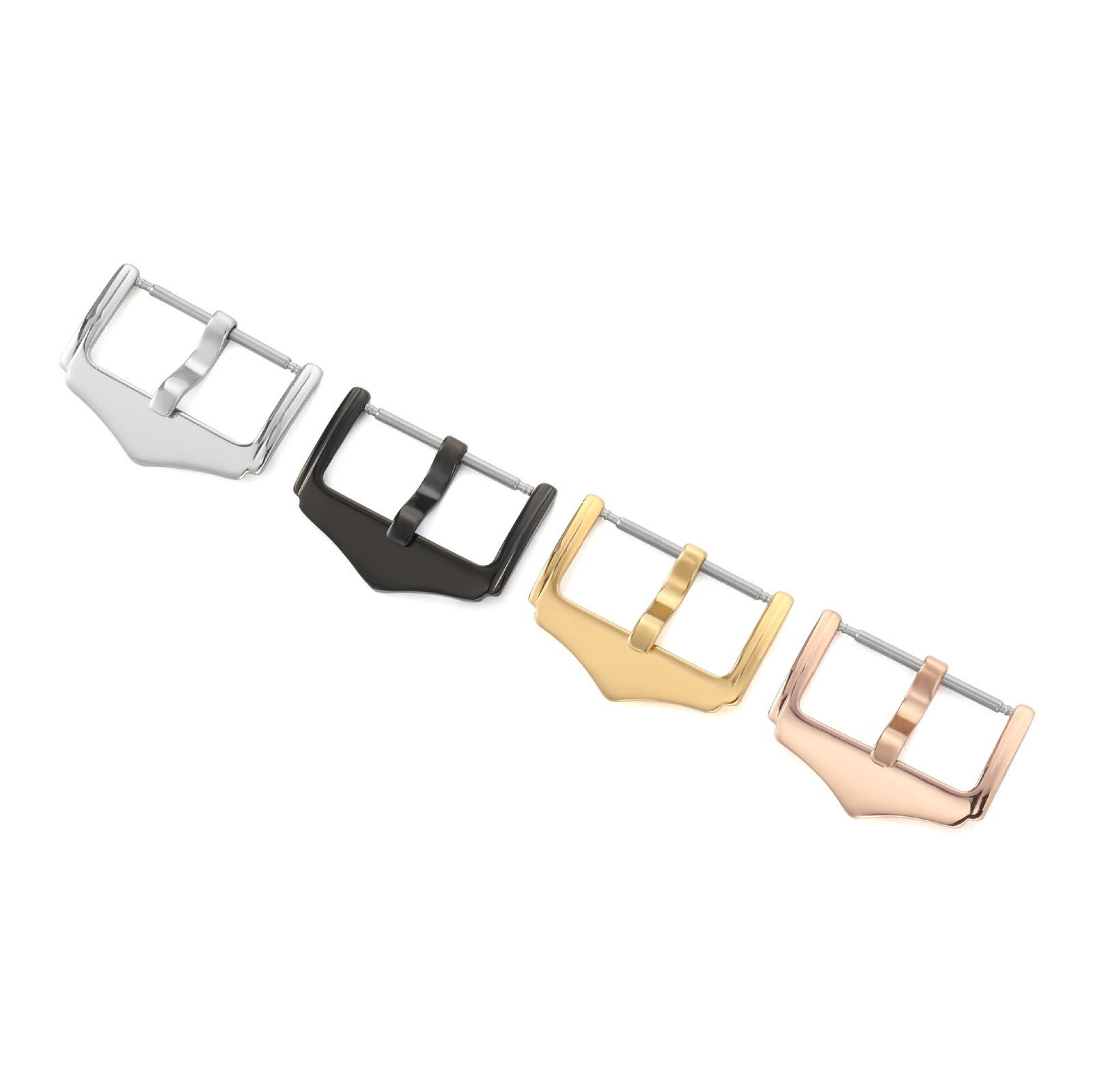 Polish Stainless Steel Watch Buckle 3.0mm Solid Tongue Triangle Clasp 16mm-22mm