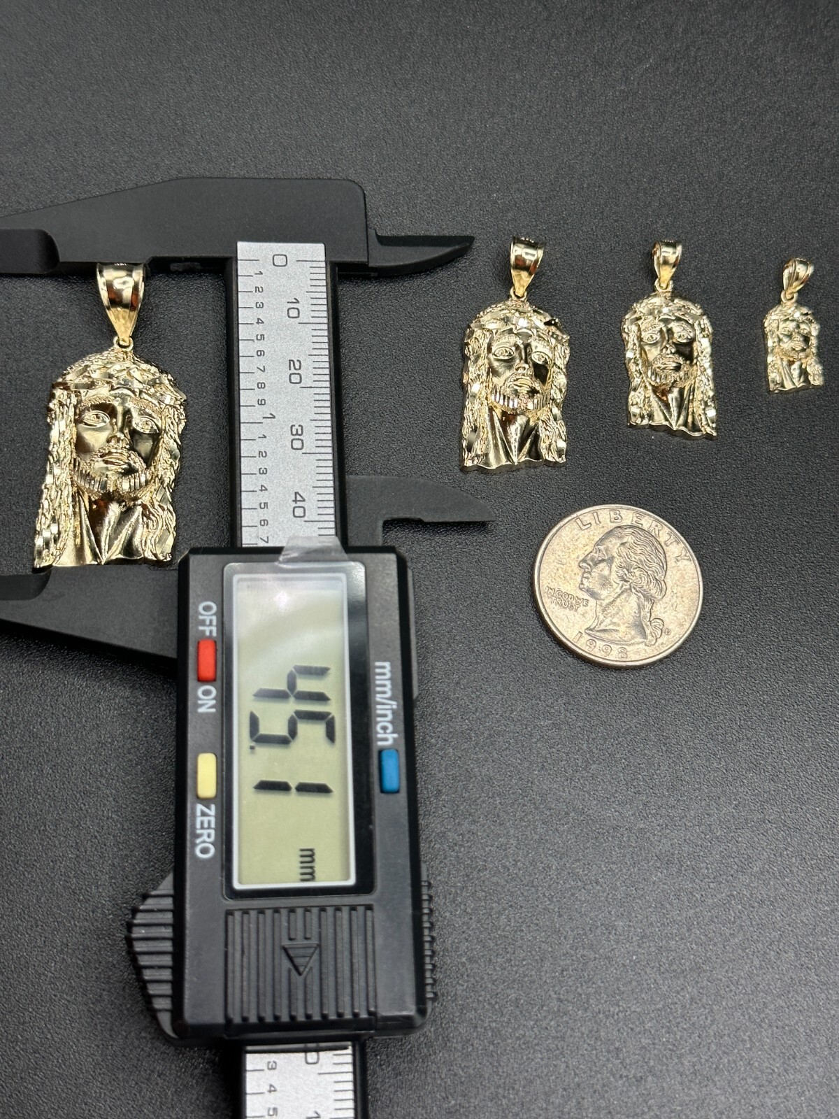 14K Solid Gold- Jesus Head Pendant – Jesus Face Diamond Cut Charm Pendant 4 Size