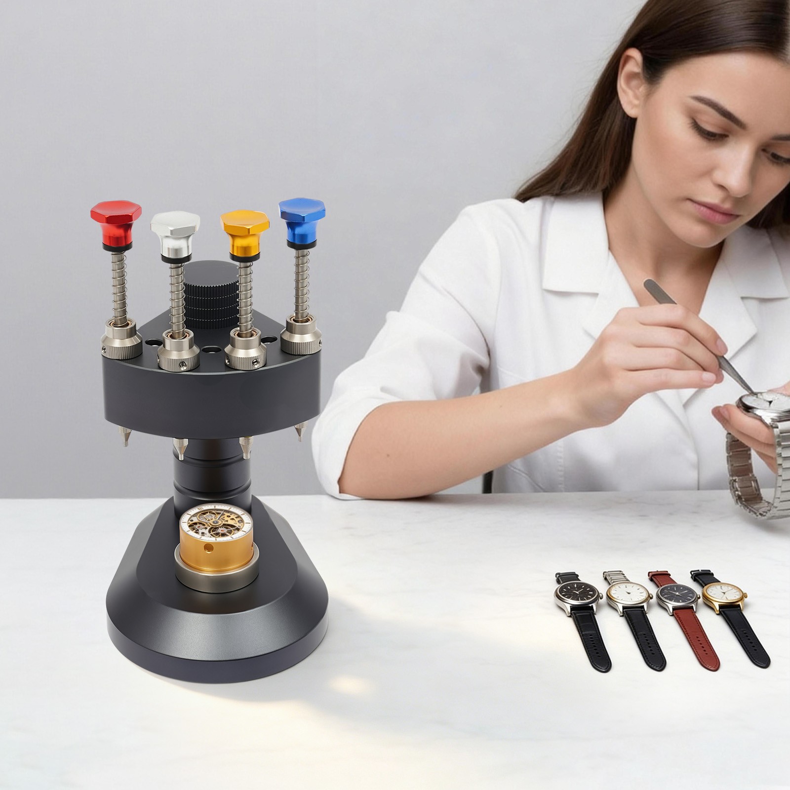 4-Pin High-Precision Watch Hand Presser Press Kit Watchmaker Repair Setting Tool
