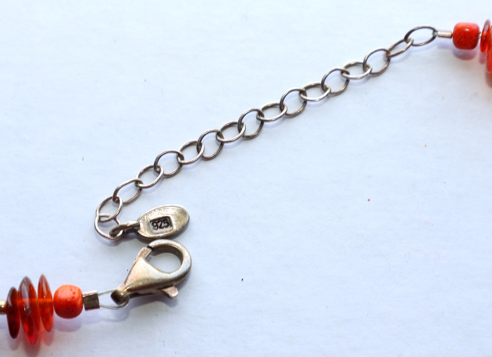 BARSE Necklace Amber Beads Sterling Pendant Turquoise 925 Silver Beaded THAI 20″