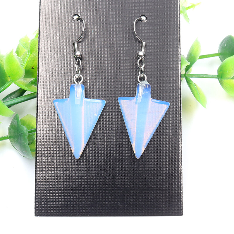 Wholesale 12Pair Natural Gemstone Arrow Earrings Healing Crystal Charm Pendant
