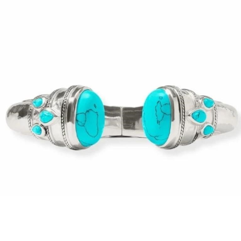 NEW Julie Vos – Cannes Demi Cuff – Turquoise Blue Cuff – Silver