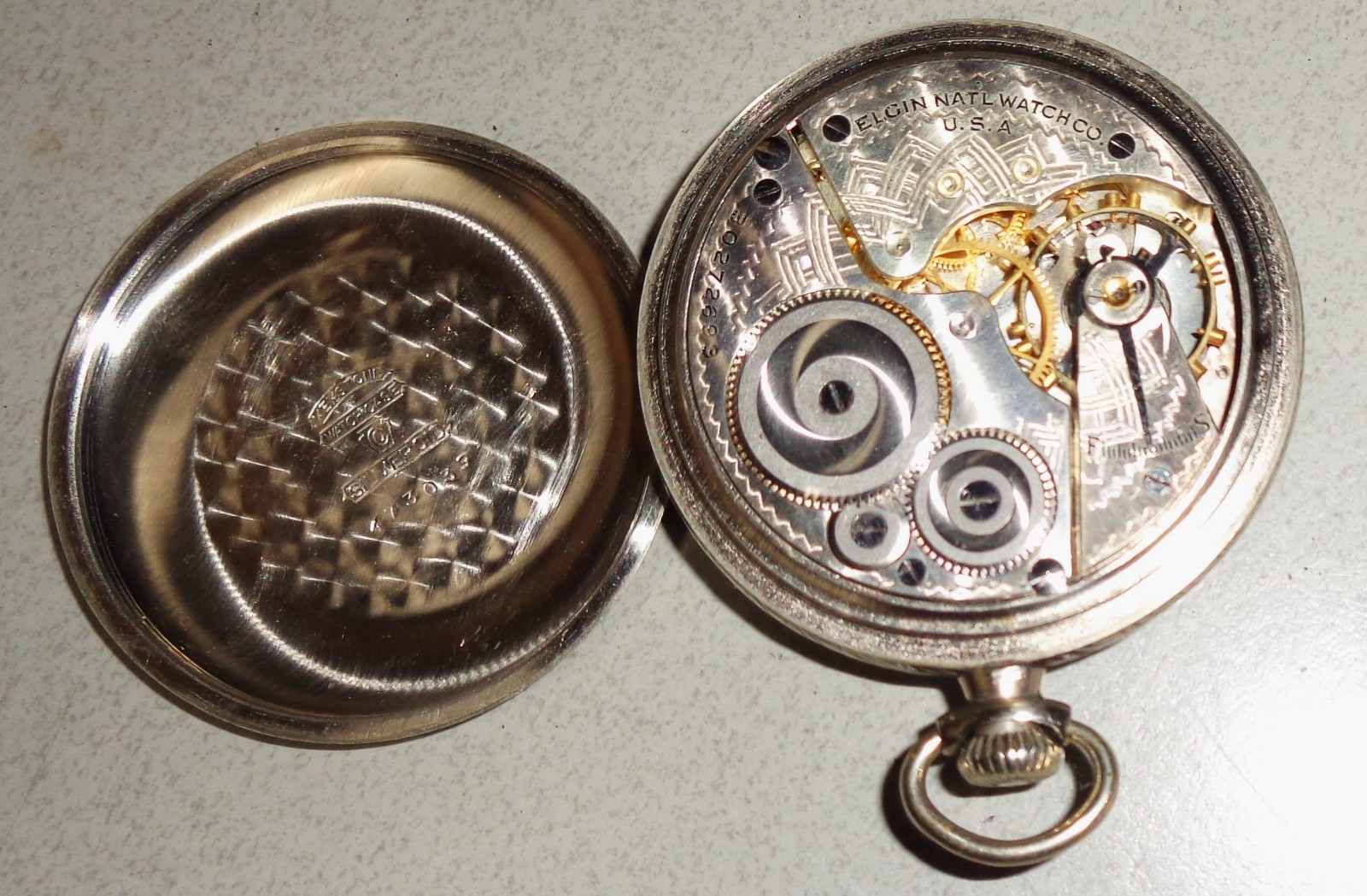 1928 Elgin Pocket Watch Open Face Grade 291 Model 7 Size 16 Silver Case & Dial