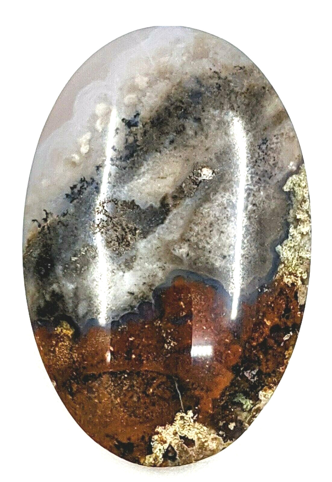 50.5ct Natural Moss Agate Oval Cabochon Landscape Untreated – Unheated